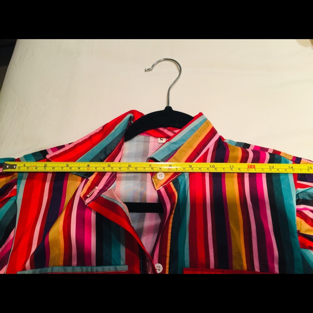 Hand cut multicolored Button Down dress /  duster. - Picture 6 of 12
